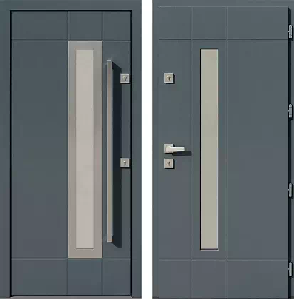 Drzwi wejściowe inox wzór 456,1-456,11 w kolorze antracyt.