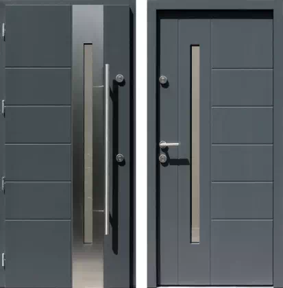 Drzwi wejściowe inox wzór 475,3-475,13 w kolorze antracyt.
