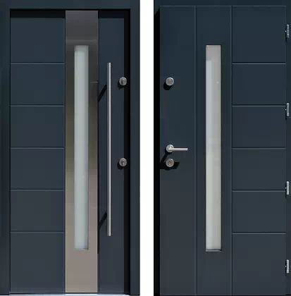 Drzwi wejściowe inox wzór 475,4-475,14 w kolorze antracyt.