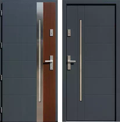 Drzwi wejściowe inox wzór 475,5-475,15 w kolorze antracyt + orzech.