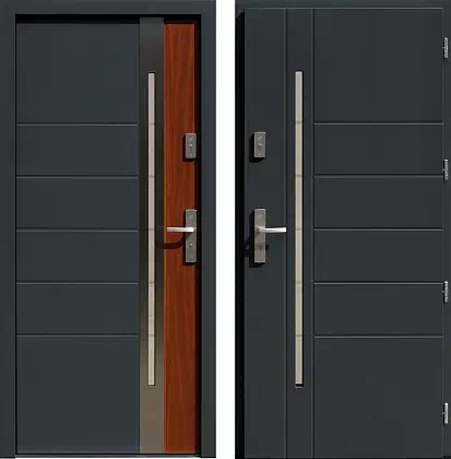 Drzwi wejściowe inox wzór 475,5-475,15+ds11 w kolorze antracyt + teak.