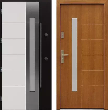Drzwi wejściowe inox wzór 475,8-475,18 w kolorze białe + palisander.
