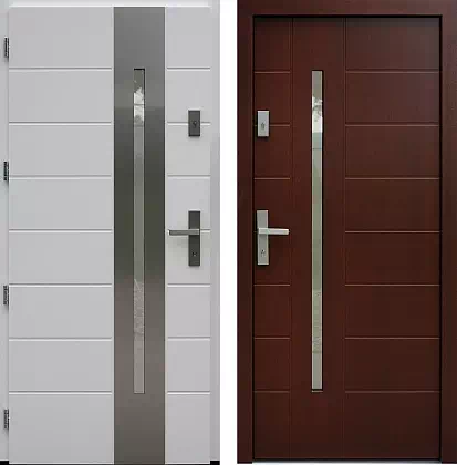 Drzwi wejściowe inox wzór 475,9-475,19 w kolorze białe + orzech.