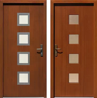 Drzwi wejściowe inox wzór 497,2-497,12 w kolorze ciemny dąb.
