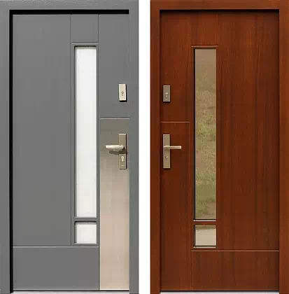 Drzwi wejściowe inox 498,1-498,11 w kolorze szare + orzech.