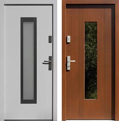 Drzwi wejściowe inox wzór 499,3-499,12 w kolorze białe + orzech.