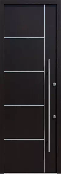 Drzwi z dostawką górną zewnętrzne do domu model wzór 423,2-500C w kolorze dąb bagienny.