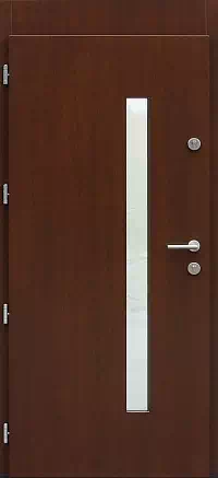Drzwi z dostawką górną zewnętrzne do domu model wzór 454,14 w kolorze orzech.