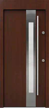 Drzwi z dostawką górną zewnętrzne do domu model wzór 454,4-454,14 w kolorze orzech.