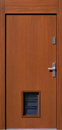 Drzwi z dostawką górną zewnętrzne do domu model wzór 500P w kolorze złoty dąb.