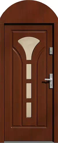 Drzwi z dostawką górną zewnętrzne do domu model wzór 508S4 w kolorze orzech.
