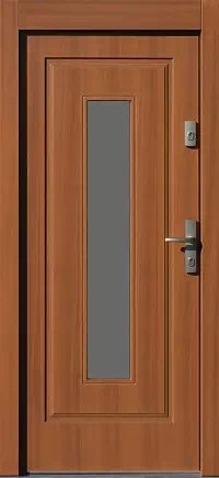 Drzwi z dostawką górną zewnętrzne do domu model wzór 572S2 w kolorze złoty dąb.