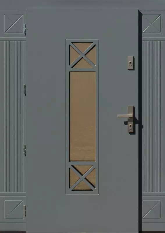 Drzwi drewniane z dostawką boczną i naświetlem górnym 461,1 antracyt