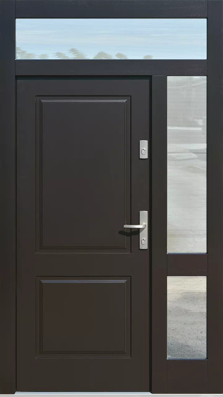 Drzwi drewniane z dostawką boczną i naświetlem górnym 535,6 czarne
