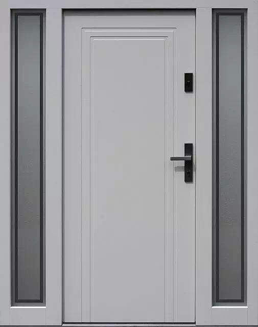 Drzwi zewnętrzne z doświetlami dostawkami bocznymi 642,1+ds9 białe