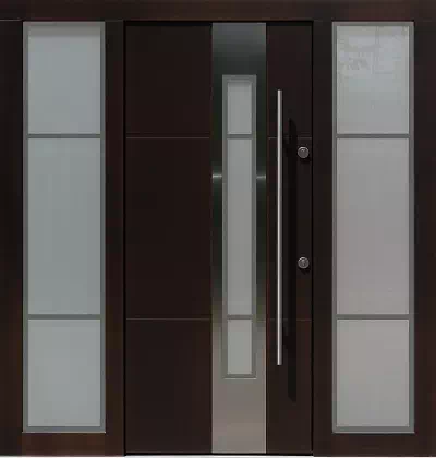 Drzwi zewnętrzne z dostawkami bocznymi wzór wzór 449,3-449,13+ds9 w kolorze dąb bagienny.