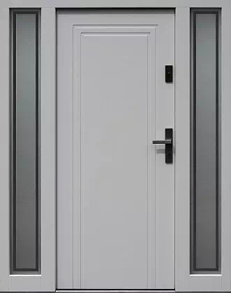 Drzwi zewnętrzne z dostawkami bocznymi wzór wzór 642,1+ds9 w kolorze białe.