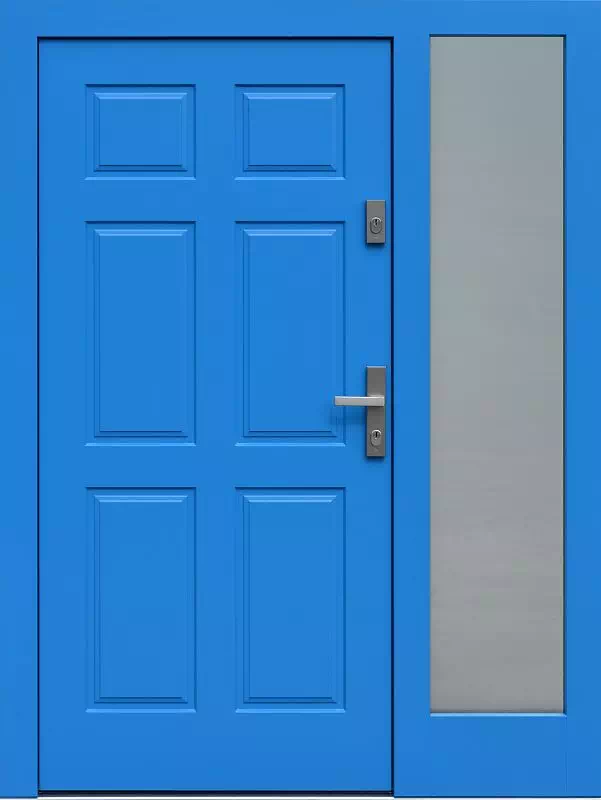 Drzwi zewnętrzne z doświetlem dostawką boczną 533,10 niebieskie