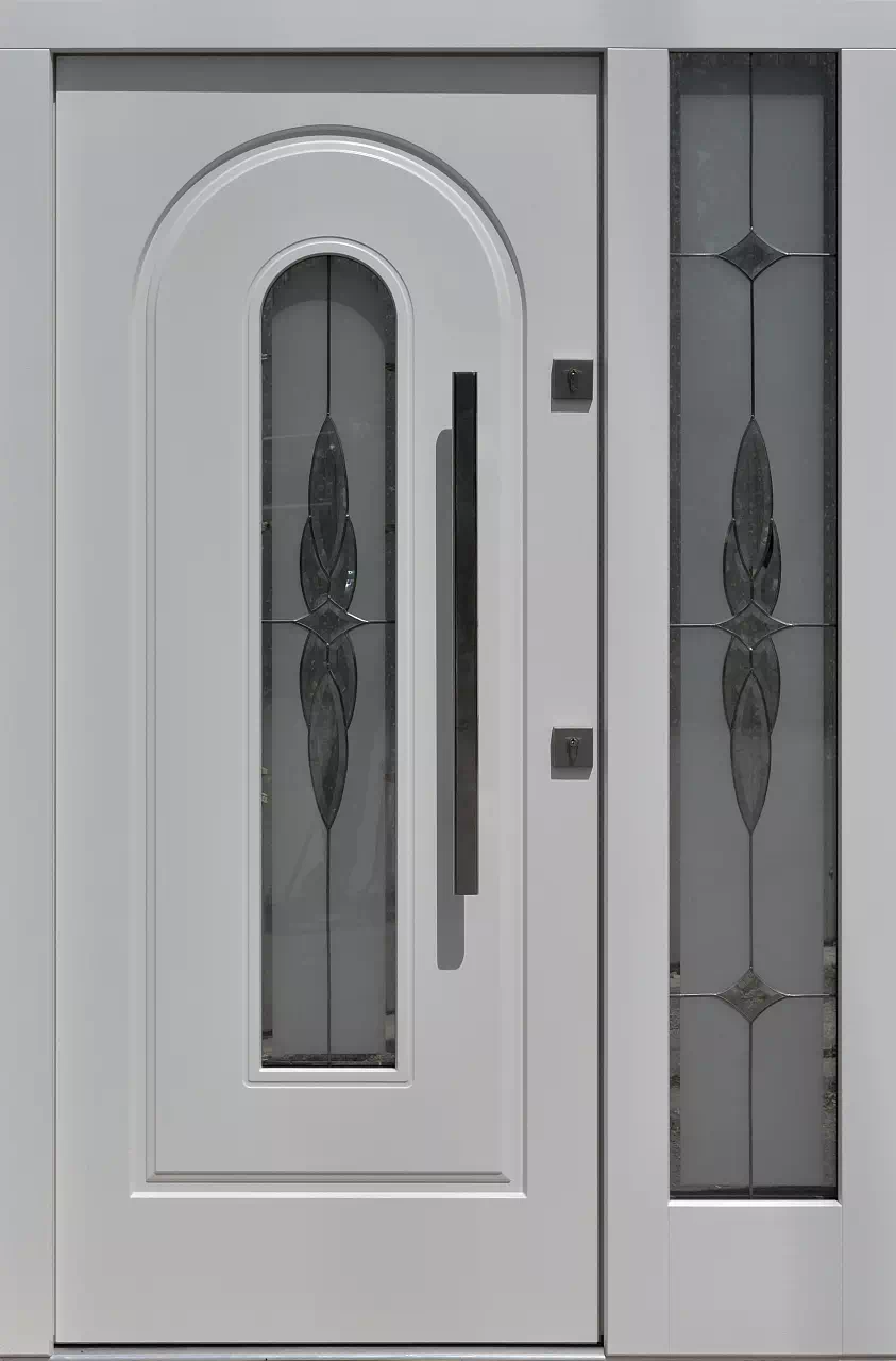 Drzwi zewnętrzne z doświetlem dostawką boczną 571S2+ds55 białe