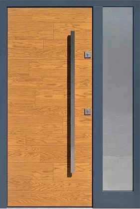 Drzwi zewnetrzne z dostawką boczną model wzór 410,1 w kolorze złoty dąb + antracyt.
