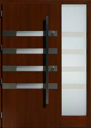 Drzwi zewnetrzne z dostawką boczną model wzór 422,1-422,11 w kolorze orzech.
