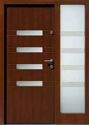 Drzwi zewnetrzne z dostawką boczną model wzór 422,11 w kolorze orzech.