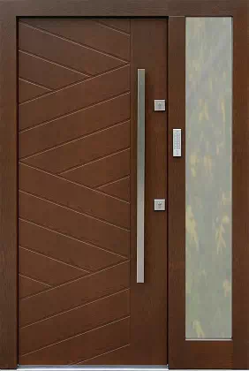 Drzwi zewnetrzne z dostawką boczną model wzór 430,14 w kolorze orzech.