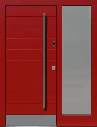 Drzwi zewnętrzne z doświetlem dostawką boczną 431,1 czerwone