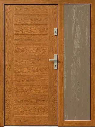 Drzwi zewnetrzne z dostawką boczną model wzór 433,1 w kolorze winchester.