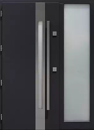 Drzwi zewnetrzne z dostawką boczną model wzór 454,2-454,12 w kolorze antracyt.