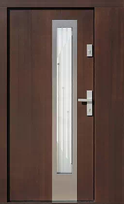 Drzwi zewnetrzne z dostawką boczną model wzór 454,3B-454,13+ds6 w kolorze orzech.