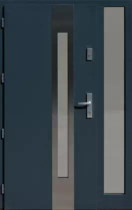 Drzwi zewnetrzne z dostawką boczną model wzór 454,4-454,14 w kolorze antracyt.