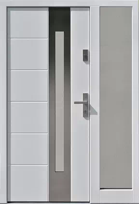 Drzwi zewnetrzne z dostawką boczną model wzór 475,4-475,14 w kolorze białe.