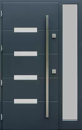 Drzwi zewnetrzne z dostawką boczną model wzór 481,3 w kolorze antracytowe.