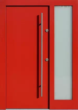 Drzwi zewnetrzne z dostawką boczną model wzór 500C w kolorze czerwone.