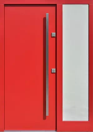 Drzwi zewnętrzne z doświetlem dostawką boczną 500C czerwone 2