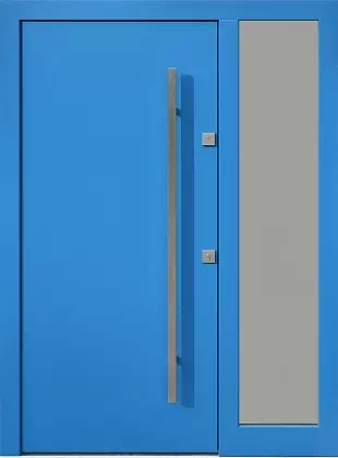 Drzwi zewnętrzne z doświetlem dostawką boczną 500C niebieskie