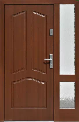 Drzwi zewnetrzne z dostawką boczną model wzór 501,3 w kolorze orzech.