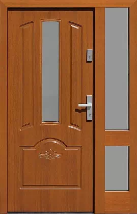 Drzwi zewnetrzne z dostawką boczną model wzór 502,7S+d1 w kolorze złoty dab.