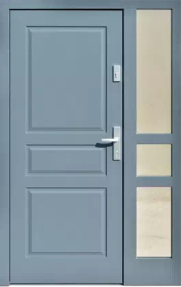 Drzwi zewnetrzne z dostawką boczną model wzór 533,4 w kolorze jasno szare.