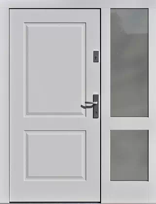 Drzwi zewnetrzne z dostawką boczną model wzór 535,6 w kolorze białe.