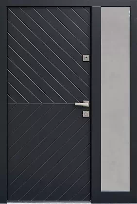 Drzwi zewnetrzne z dostawką boczną model wzór 542,2 w kolorze czarne.