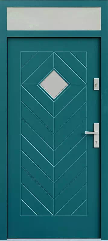 Drzwi z naświetlem górnym nieotwieranym 543,1 turkusowe