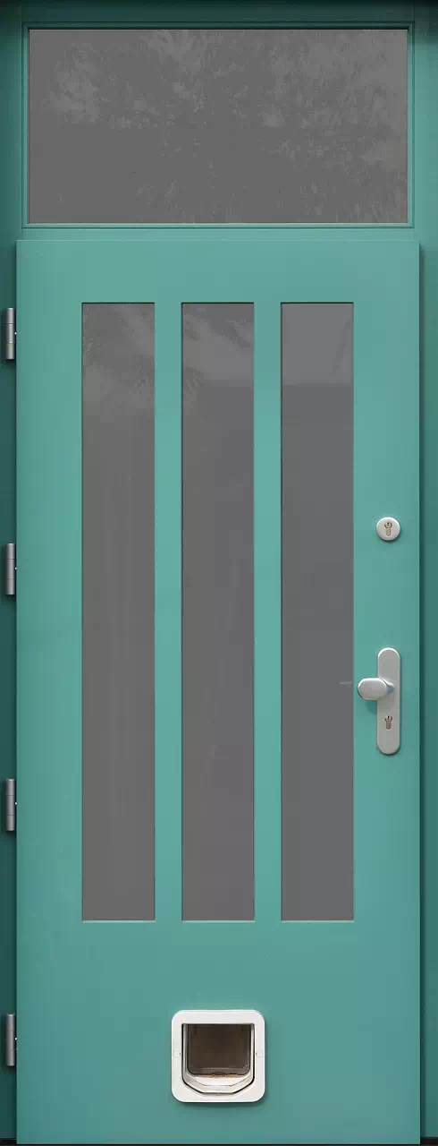 Drzwi z naświetlem górnym nieotwieranym 687,3K turkusowe