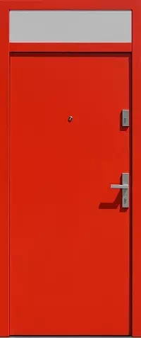 Drzwi z naświetlem górnym wzór wzór 500C w kolorze czerwone.