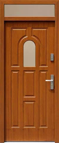 Drzwi z naświetlem górnym wzór wzór 505S w kolorze złoty dąb.