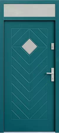 Drzwi z naświetlem górnym wzór wzór 543,1 w kolorze turkusowe.