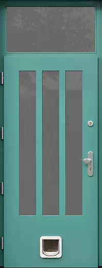 Drzwi z naświetlem górnym wzór wzór 687,3K w kolorze turkusowe.