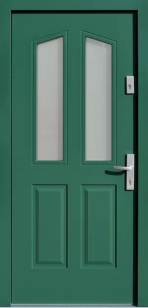 Drzwi drewniane zewnętrzne do domu 534,1 w kolorze zielone.