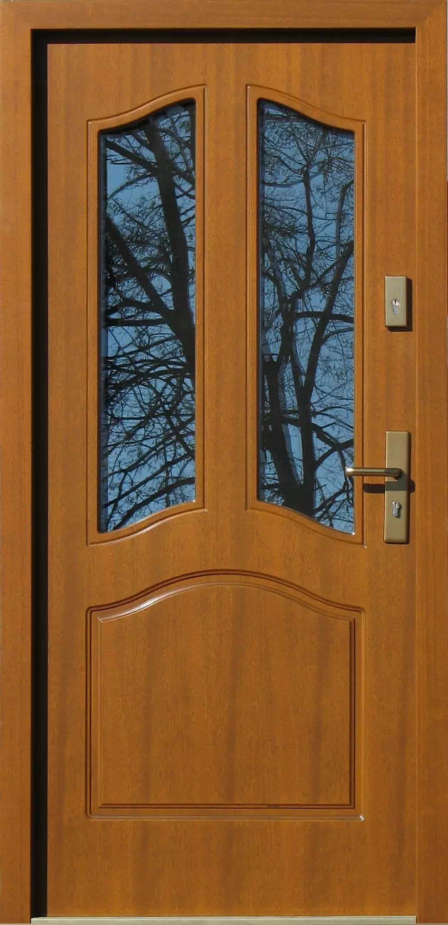 Drzwi zewnętrzne drewniane 501S2 złoty dąb